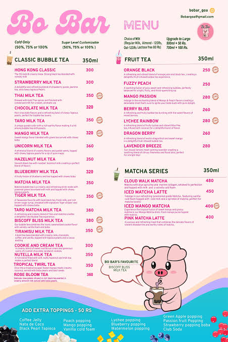 Bo Bar illustrated menu poster